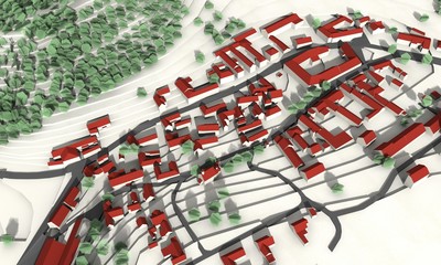 City master plan in aerial view