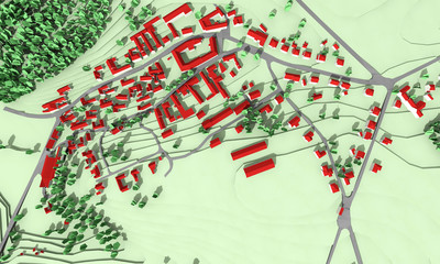 City master plan in aerial view