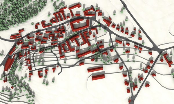 City master plan in aerial view