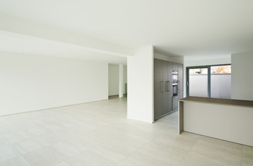modern architecture, new empty apartment, kitchen