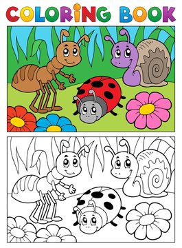 Coloring book bugs theme image 5