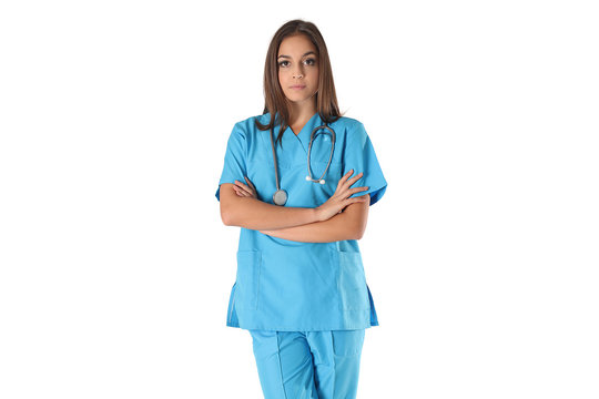 Stetoskop tutan bayan doktor hemşire