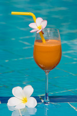 Tropical juice at the swimming pool