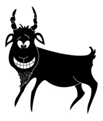 Cheerful goat, black silhouette