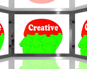 Creative On Brain On Screen Shows Human Creativity