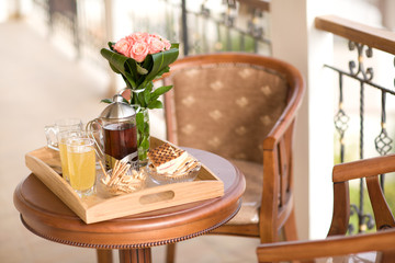 fine breakfast on a verandah