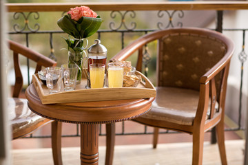 fine breakfast on a verandah