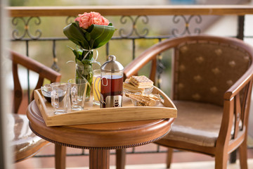 fine breakfast on a verandah