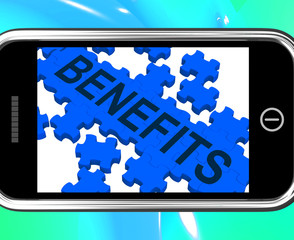 Benefits On Smartphone Shows Monetary Rewards And Bonuses
