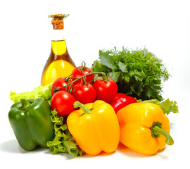Fresh vegetables on the white background