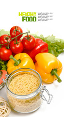 Fresh vegetables on the white background
