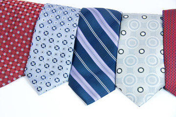 Selection of silk ties isolated on whtie