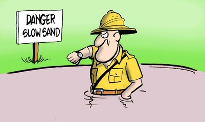 The man is sinking too slow in said