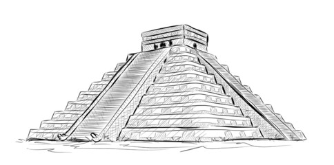 Vector World famous landmark collection : Antique Mayan Pyramid - obrazy, fototapety, plakaty