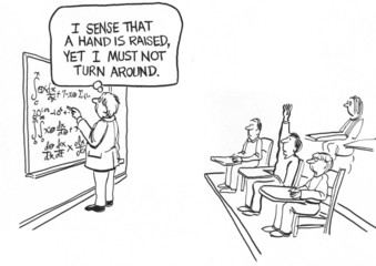 A hand is raised yet I cannot turn around