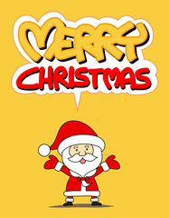 Funny Santa claus and Merry Christmas word