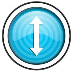 move arrow blue glossy icon isolated on white background