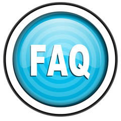 faq blue glossy icon isolated on white background