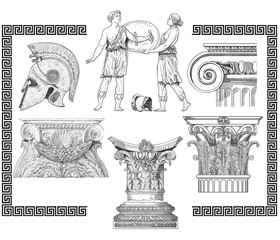 Old greek set illustration
