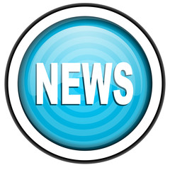 news blue glossy icon isolated on white background