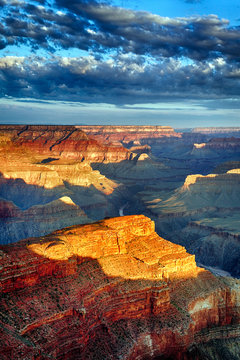 vertical view of Grand Canyon at sunrise