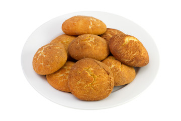 cookies on the plate on white background