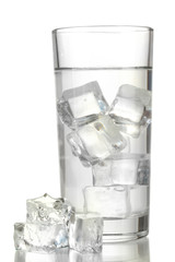 Ice cubes in glass isolated on white