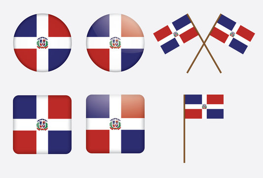 set of badges with flag of Dominican Republic