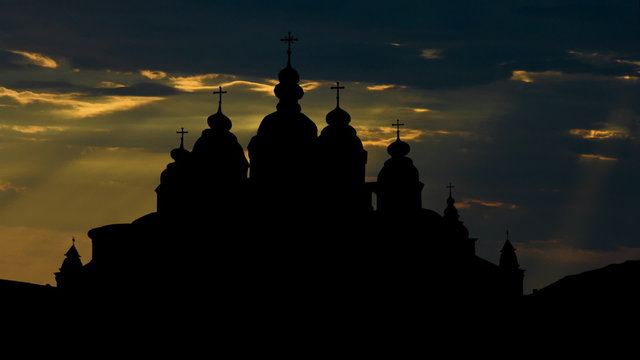 Ukraine St Michael Golden Domed Cathedral sunbeams