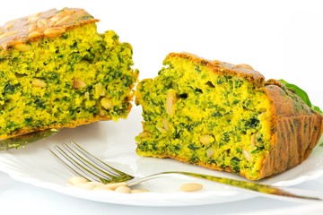cake with spinach and pine nuts