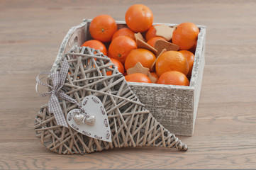 Decorative heart and gingerbread with tangerine