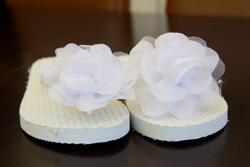White Wedding Flip Flops