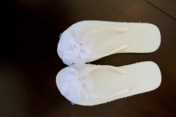 White Wedding Flip Flops