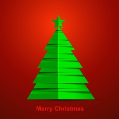 merry christmas stylish green tree colorful red background