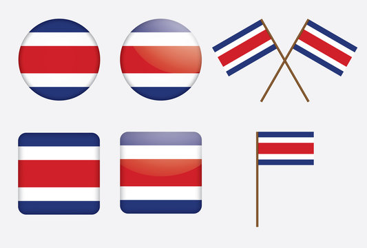 set of badges with flag of Costa Rica vector illustration