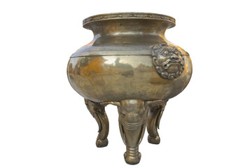 Incense burner isolate on white in thai temple