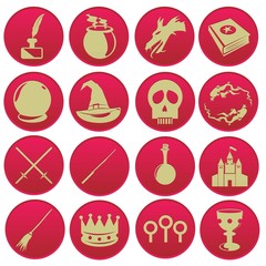 magic wizard icon set red
