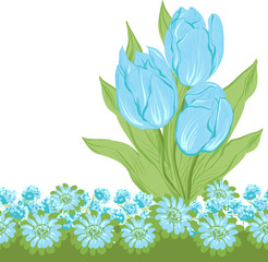 Design of vector tulips. (Flower background)