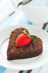 Chocolate cake in the shape of heart