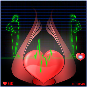 Herz EKG Mann und Frau