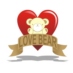 love bear with heart with ribbon