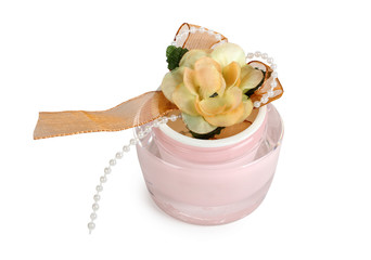 Cream in glass with flower