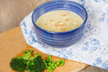 Fresh cream broccoli and pea soup