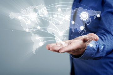 hand pressing virtual buttons