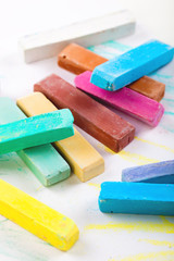 Crayons on a white background