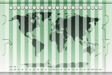 time zones world map background - 47871507