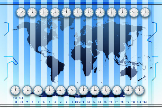 time zones world map background