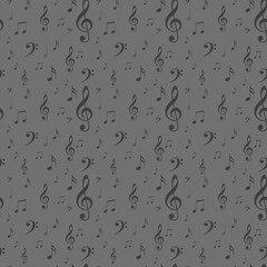 Seamless abstract pattern with music symbols.