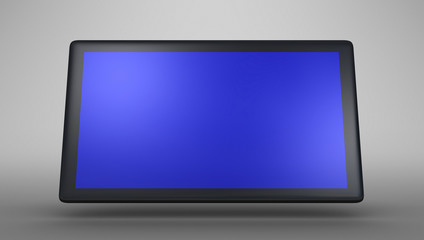 3D Tablet in Schwarz mit blauem Display