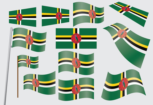 set of flags of Dominica vector illustration